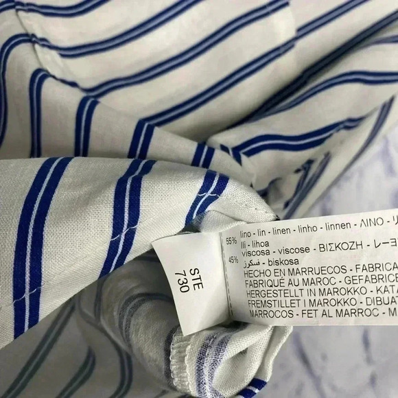 Zara Linen Blend Striped Nautical Button Down Crop Top - Picture 7 of 7